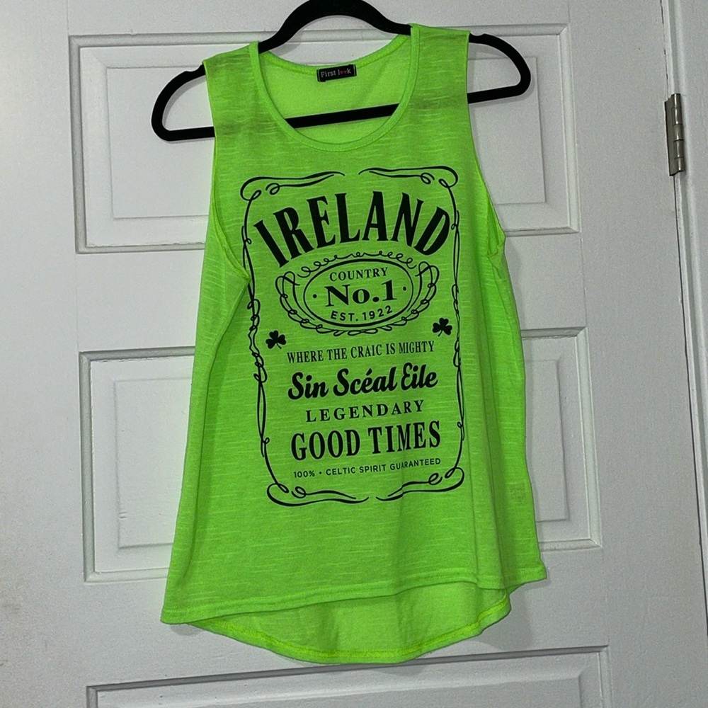 NWOT First Look Neon Green Tank Top